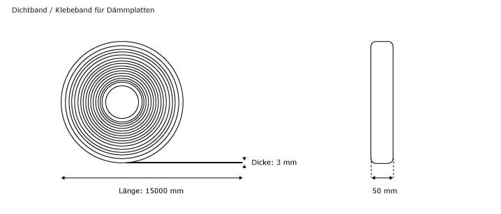 enobi Enoflex Dichtband 50 mm x 3 mm , Fugenklebeband selbstklebend,  15m-Rolle, Rolladen- und Sonnenschutzprodukte