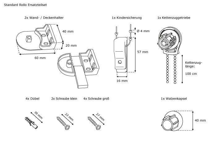 Reparatur Seitenzug Kettenzug Ersatzkette für Klemmfix ...