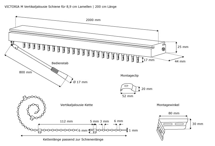 Vorhangschiene Alu Deckenschiene Lamellenvorhang Vertikaljalousie
