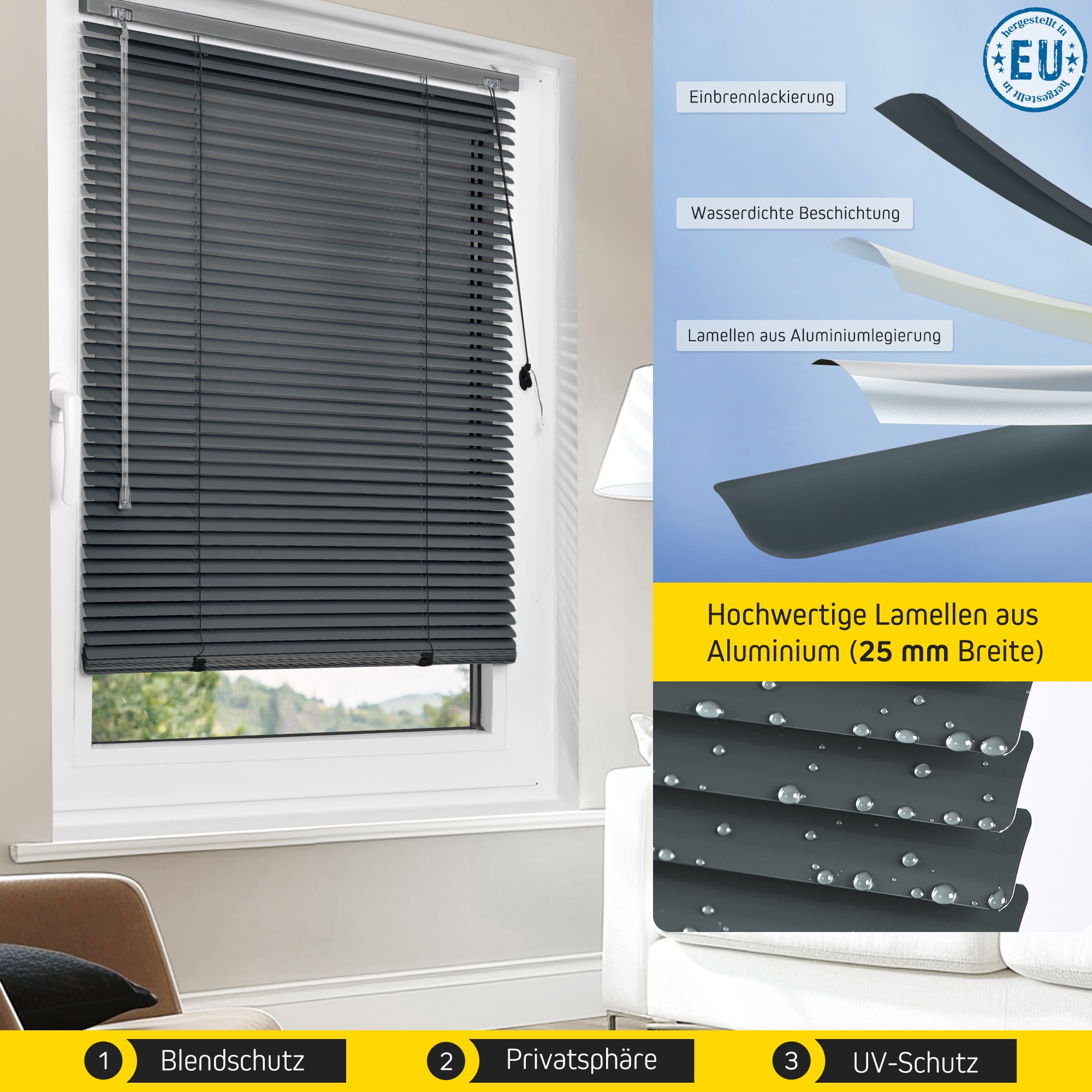 Jalousie Jalousette Alu Aluminium Alujalousie Fenster Klemmfix Tür Lamellen