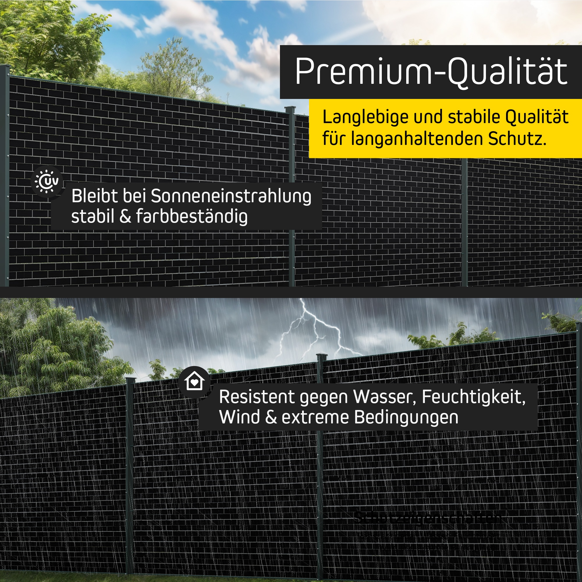 Zaun mit Premium-Qualität, widerstandsfähig gegen Sonne, Wasser, Wind und extreme Bedingungen